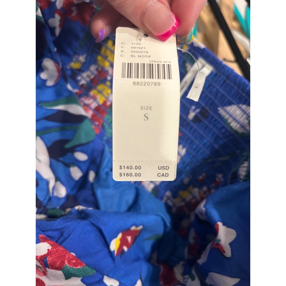 Anthropologie Halter Dress Blue Floral Smocked Tiered Keyhole Summer Mini - Picture 7 of 11